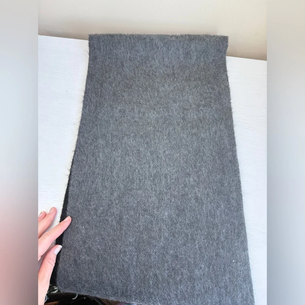 Murano 100% CASHMERE Two-Layer Black Gray Scarf - Picture 6 of 11